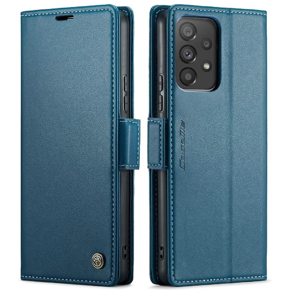 CASEME lommebok-deksel til Samsung Galaxy A53 i blått med magnetisk lukking, kortlommer og stativfunksjon.