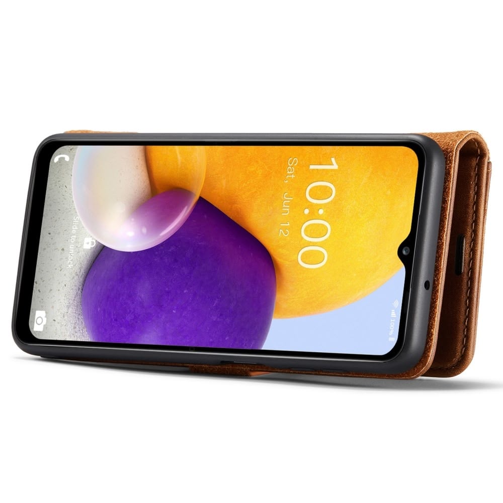 DG.MING magnetisk lommeboketui for Samsung Galaxy A13 5G i brunt lær, klassisk design.