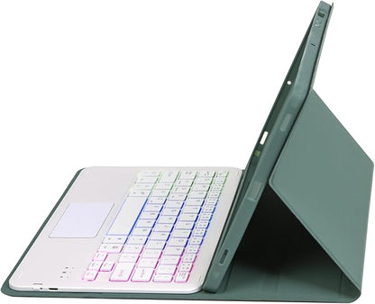 Farget bakbelyst Bluetooth-tastatur med lærdeksel og pennholder for iPad 10.9.