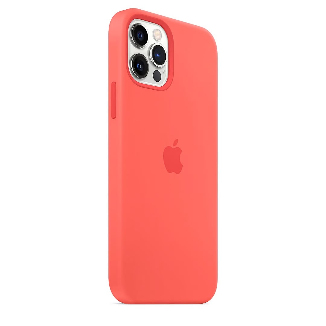 Silikondeksel med MagSafe til iPhone 12 mini i rosa sitrus, designet av Apple for optimal beskyttelse og stil.