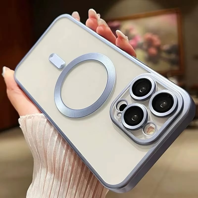 Matt magnetisk deksel for iPhone 16 Pro Max med Magsafe-kompatibilitet og platingdetaljer.