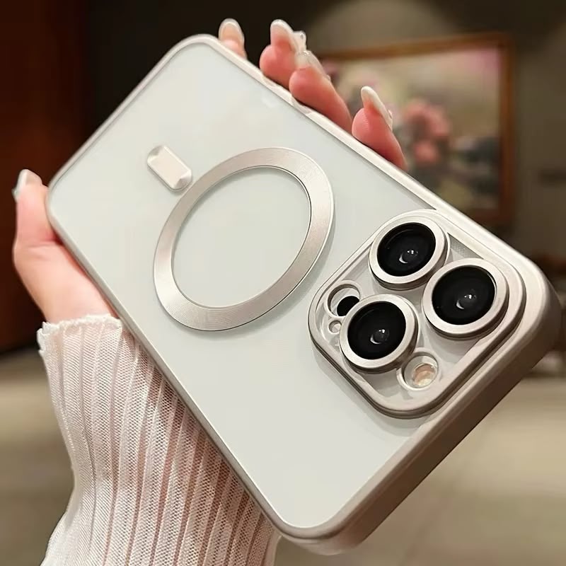 Magnetisk deksel for iPhone 16 Pro Max med matt, frostet finish og Magsafe-kompatibilitet.