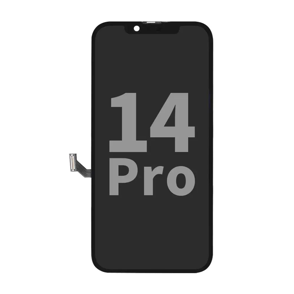 LCD-skjerm for iPhone 14 Pro med innebygd glass, svart, kompatibel reservedel.