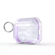 Gjennomsiktig øretelefonetui for AirPods Pro med karabinkrok, støtter trådløs lading.