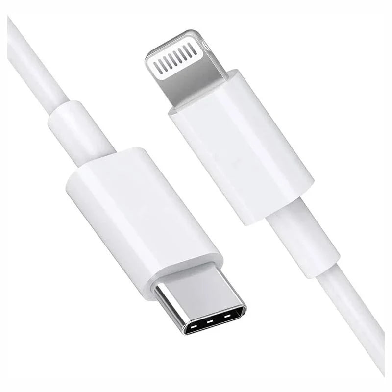 USB-C til Lightning kabel, 2m, hvit, for rask lading av Apple-enheter.