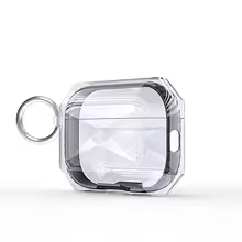 Gjennomsiktig øretelefonetui for AirPods Pro med karabinkrok, slankt design og støtte for trådløs lading.