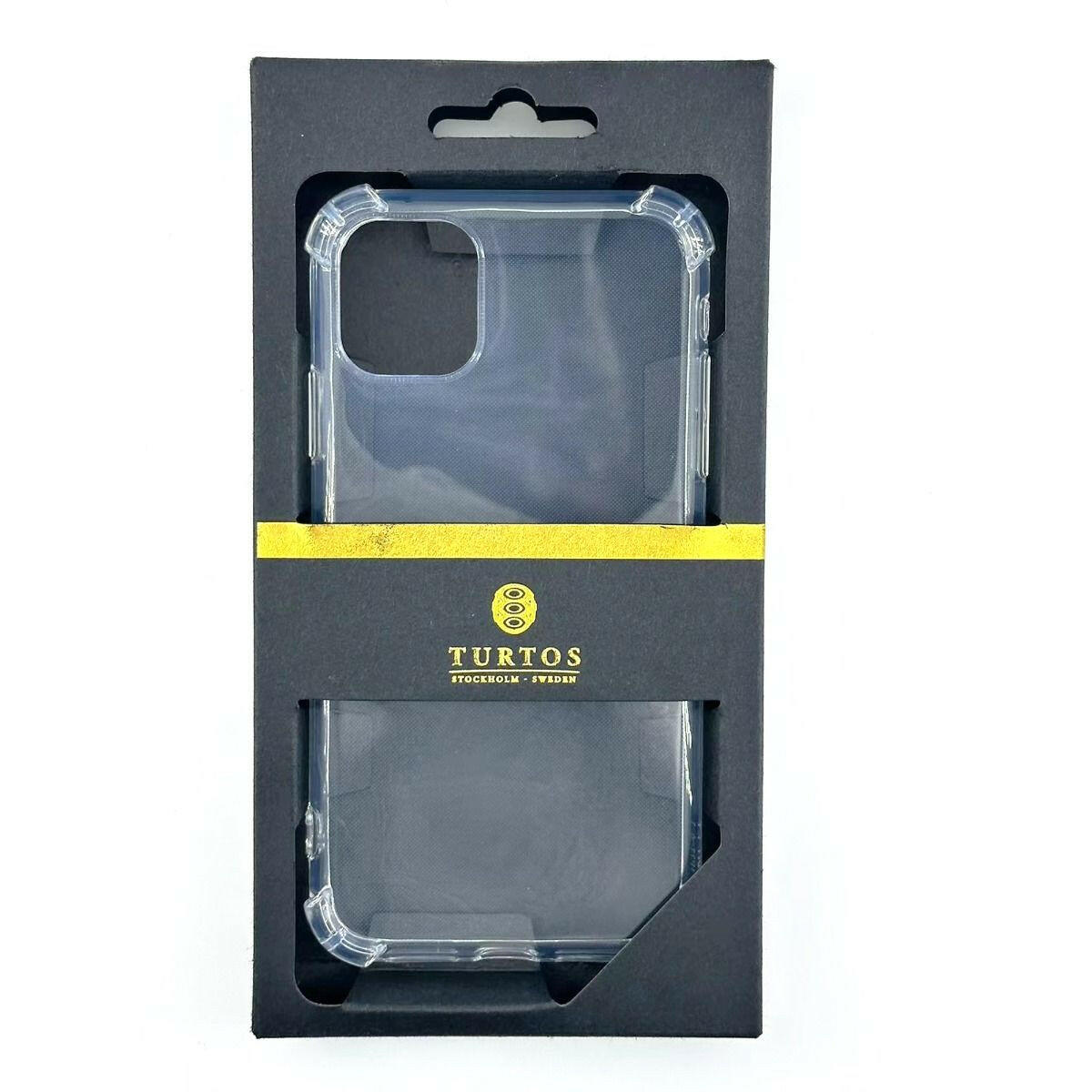 Transparent TPU-deksel fra TURTOS for iPhone 15 Pro.