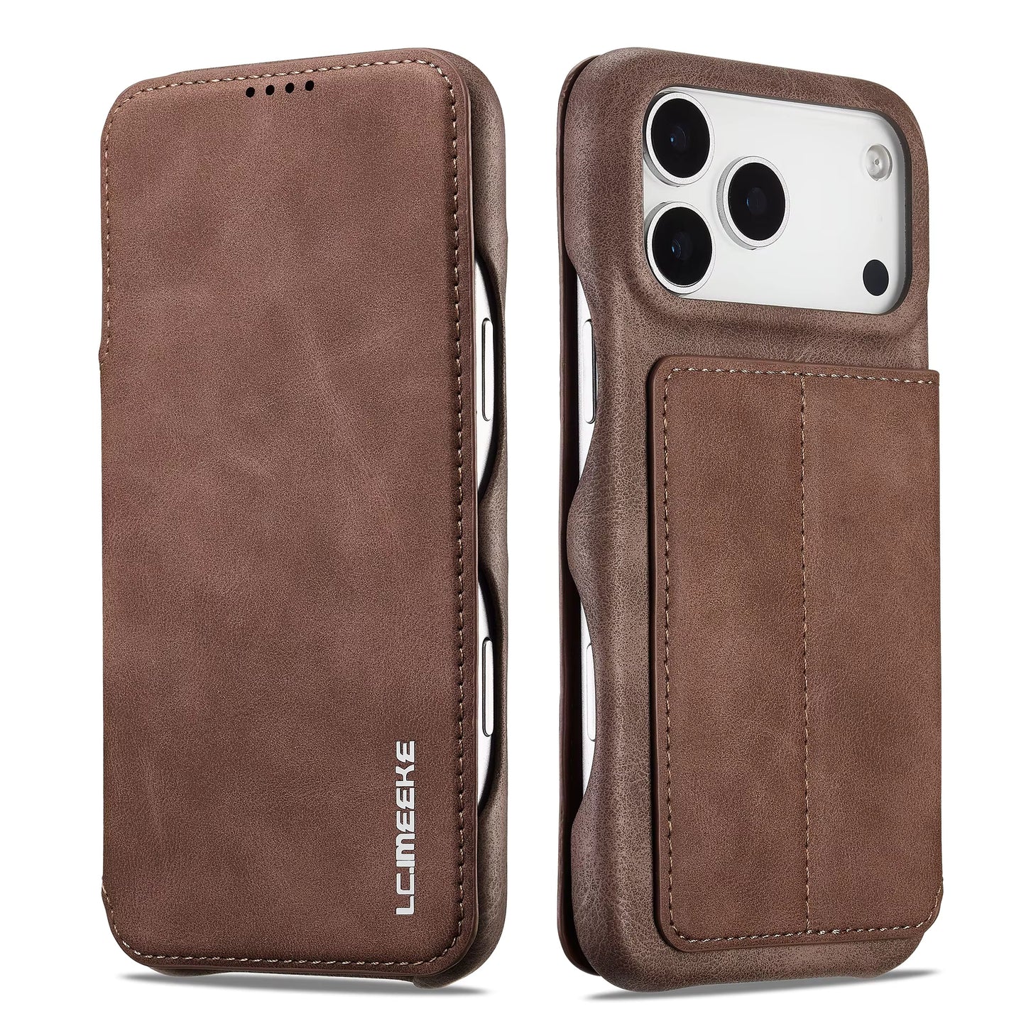 Wallet-deksel med kortholder - iPhone 16 Pro - Brun