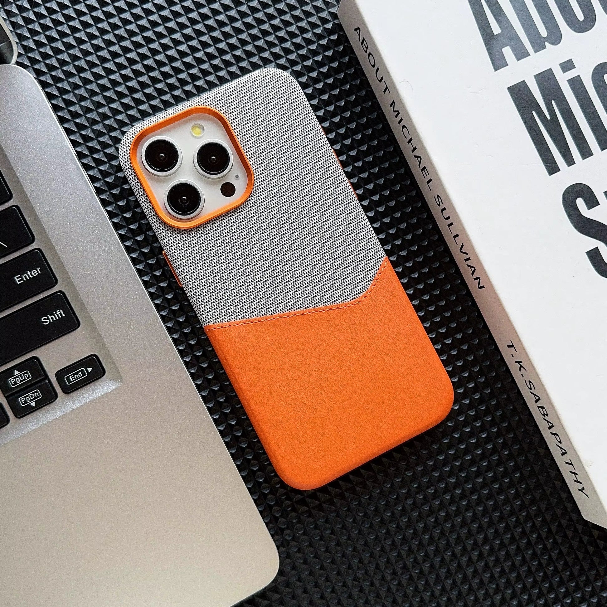 Business luksus bakdeksel med kortholder – iPhone 12 Pro Max - Grå/Oransje