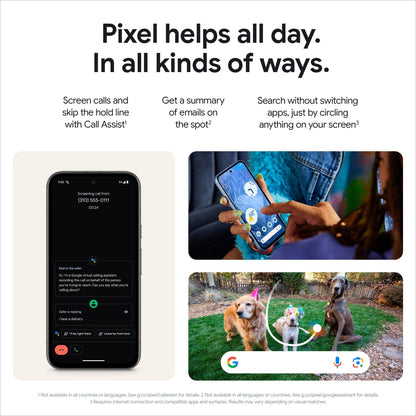 Google Pixel 8a 5G 8/128GB i obsidian, B-grad tilstand, skjerm med ulike funksjoner.