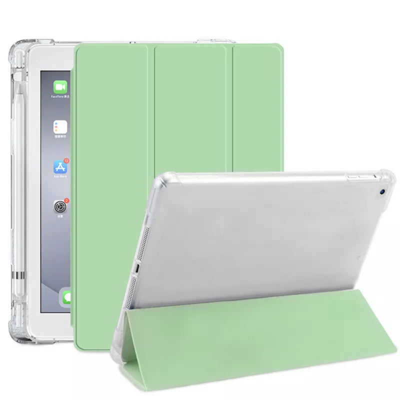 Smart etui med stativ og pennholder for iPad 10.2 i grønn, slank design med automatisk vekking/søvnfunksjon.