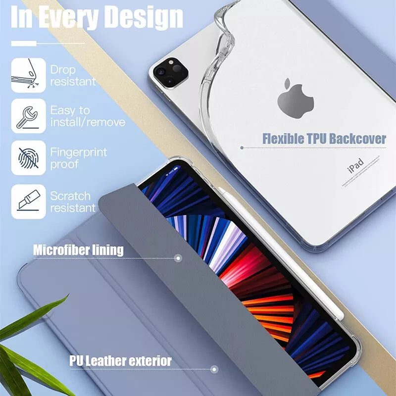 Smart etui med stativ og pennholder for iPad 10, slank design med automatisk vekking/søvnfunksjon, slitesterkt PU-skinn og TPU-materiale, innebygd pennholder.