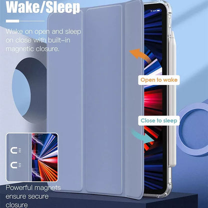 Smart etui for iPad 10.2 med stativ og pennholder, i slitesterk PU-skinn og TPU-materiale, grå.