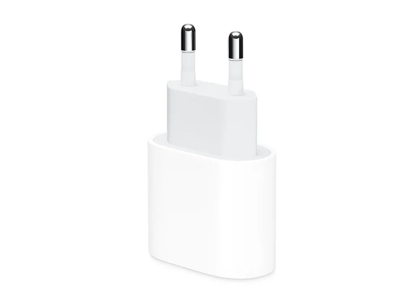 Hvit 20W USB-C strømadapter for hurtiglading av kompatible enheter.